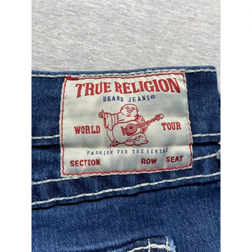 True Religion Jean Shorts Mens 38 Blue Denim Cotton Ricky Relaxed Straight Fit
